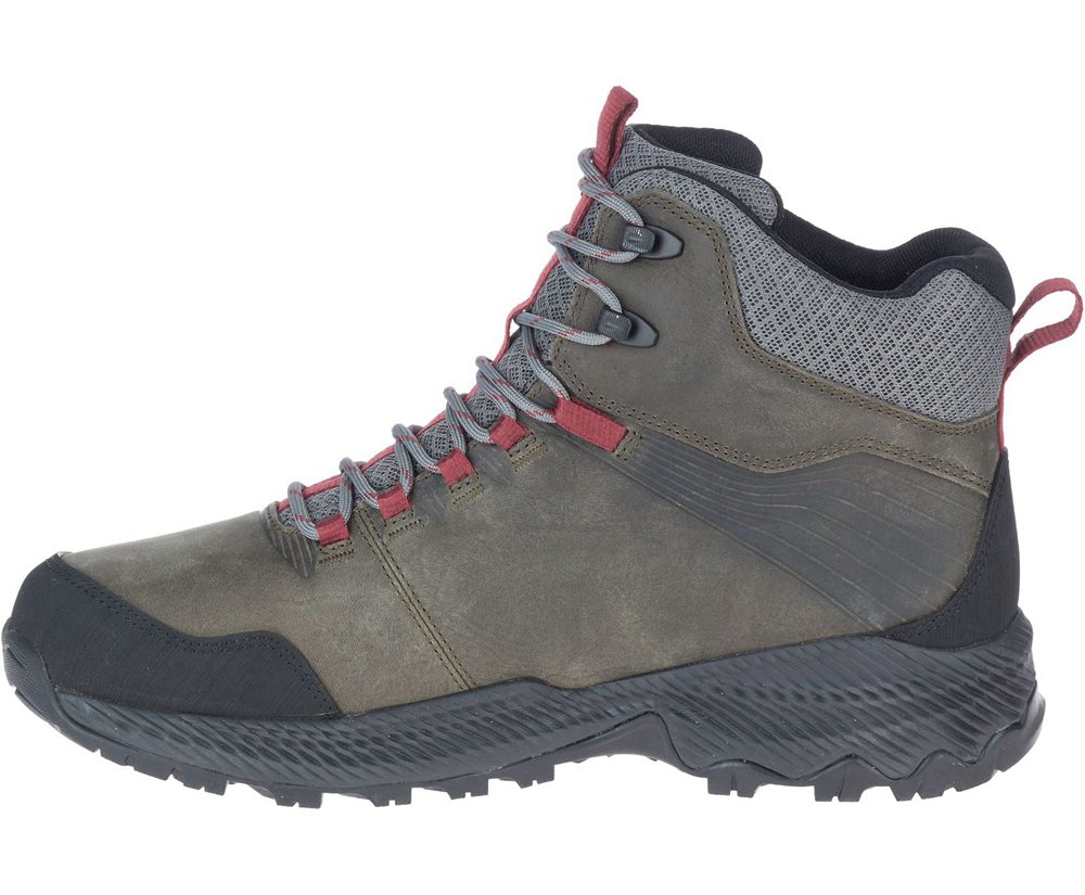 Kozaki Merrell Męskie Oliwkowe/Czarne - Forestbound Mid Waterproof - 962741-LBC